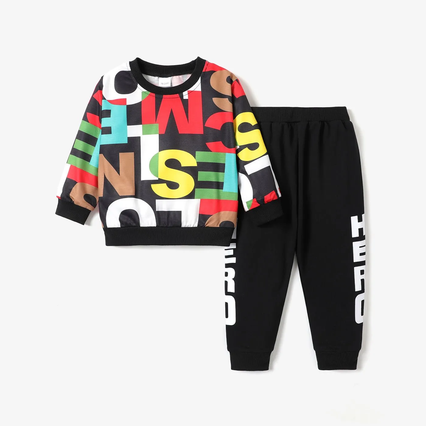 2-piece Toddler Boy Letter Print Pullover and Pants Set