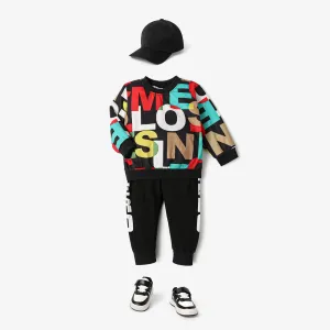 2-piece Toddler Boy Letter Print Pullover and Pants Set