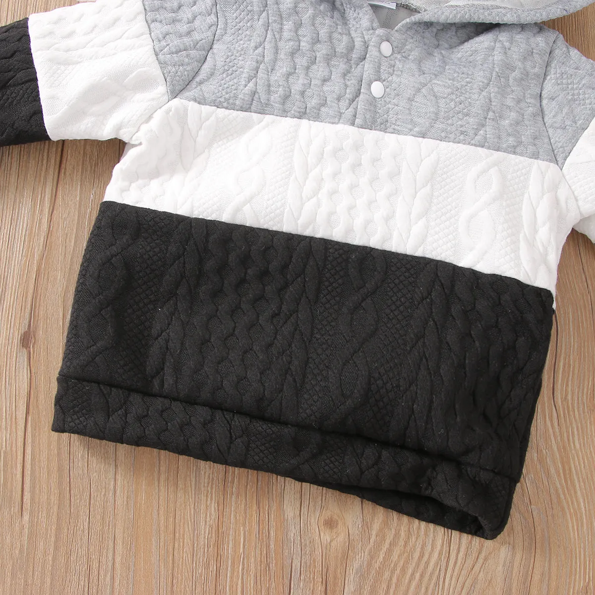 2-piece Toddler Girl/Boy Colorblock Hoodie Sweatshirt and Pants Set