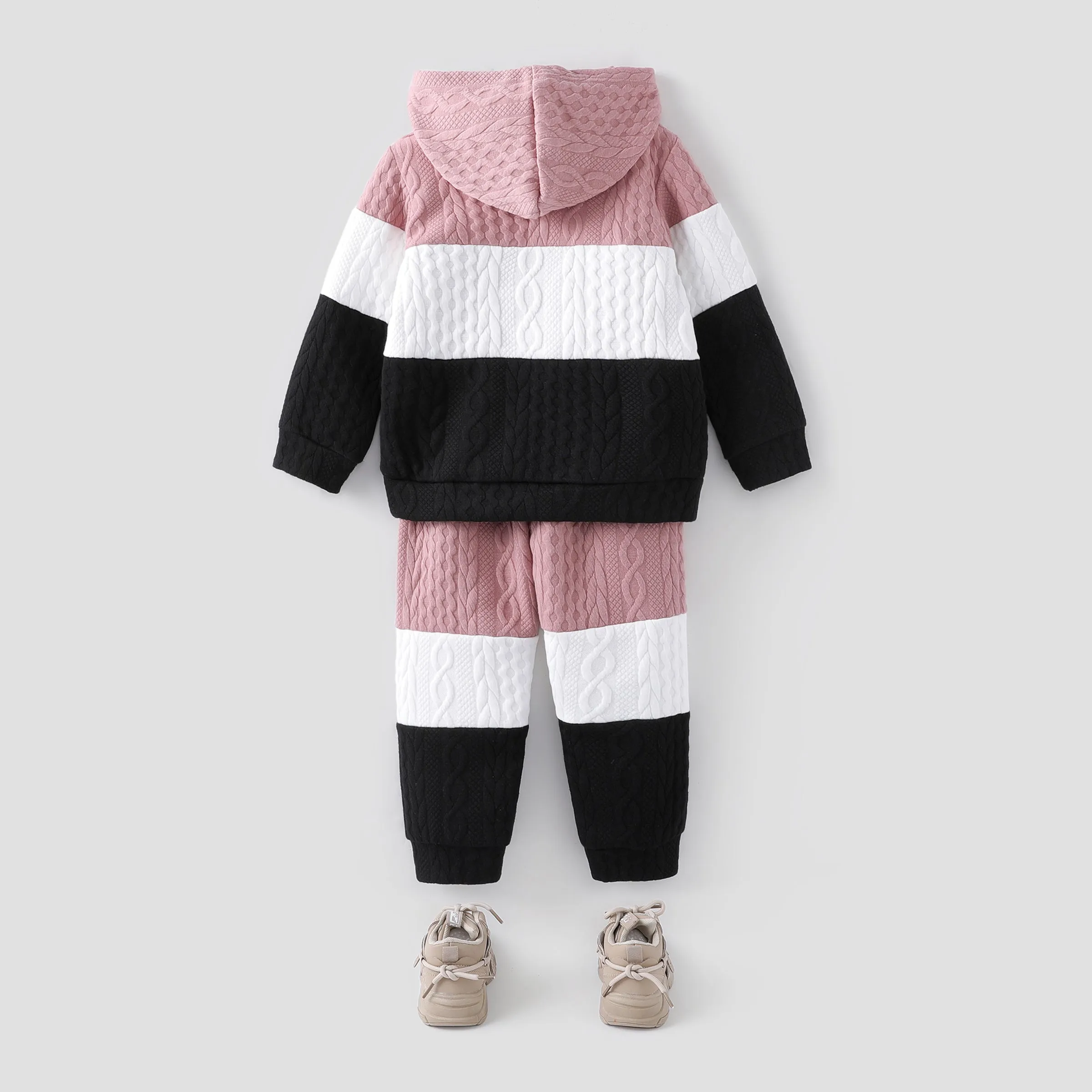 2-piece Toddler Girl/Boy Colorblock Hoodie Sweatshirt and Pants Set