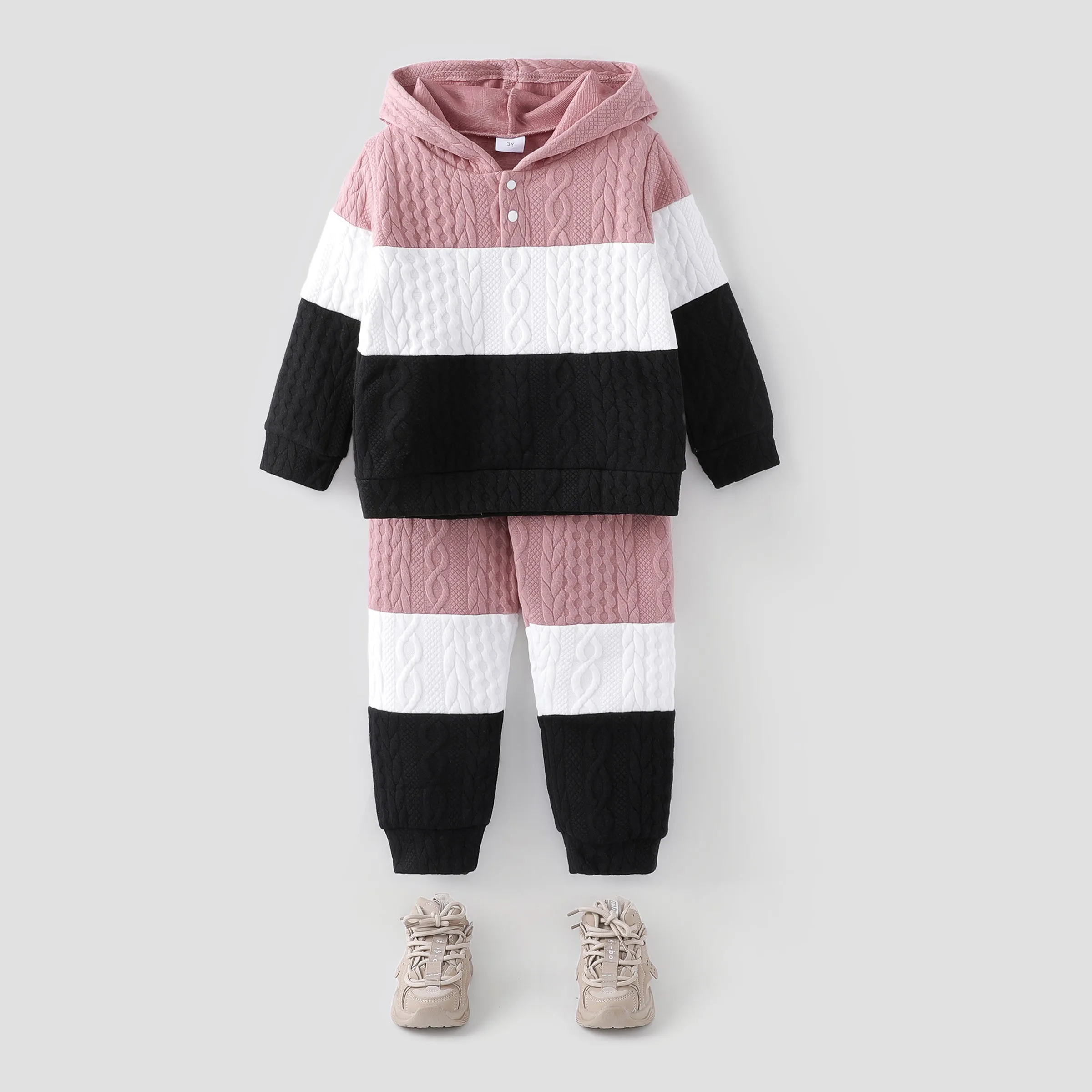 2-piece Toddler Girl/Boy Colorblock Hoodie Sweatshirt and Pants Set