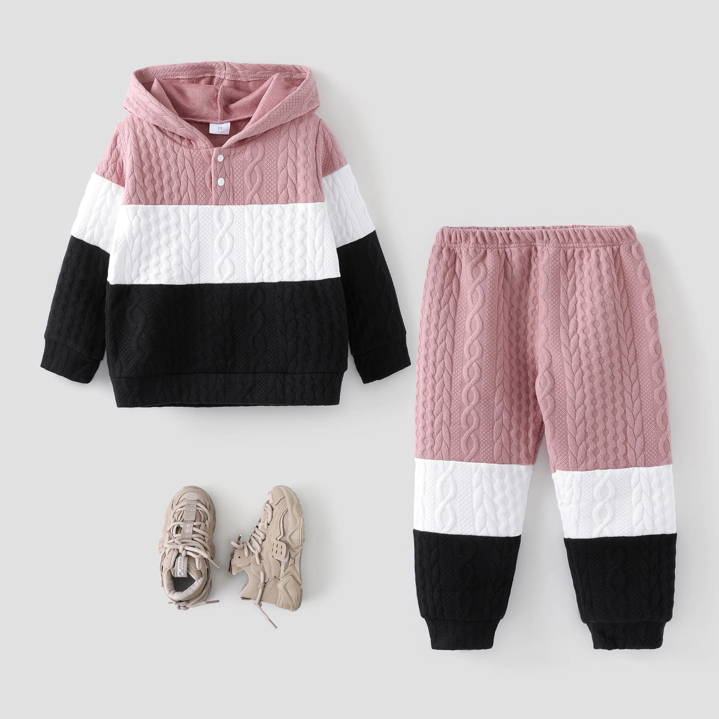2-piece Toddler Girl/Boy Colorblock Hoodie Sweatshirt and Pants Set