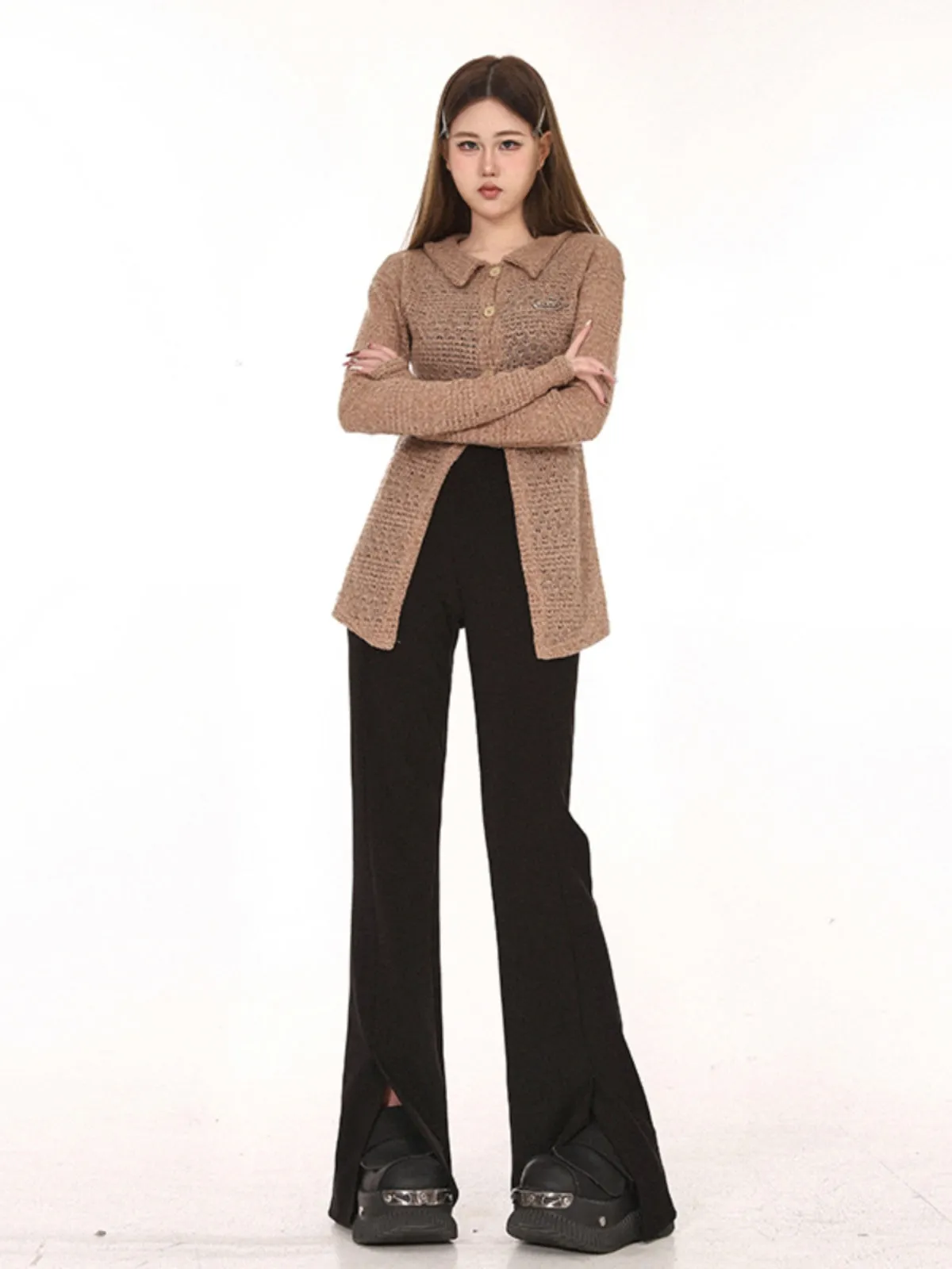 【24s Apr.】Black Split Flare Pants