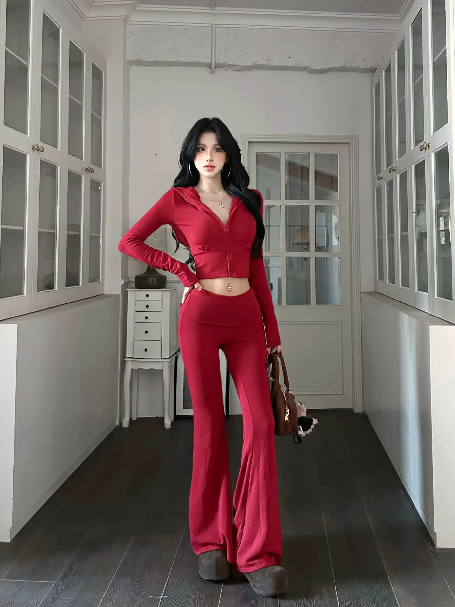 【25s Feb.】Red Hoodie Two-Piece Set
