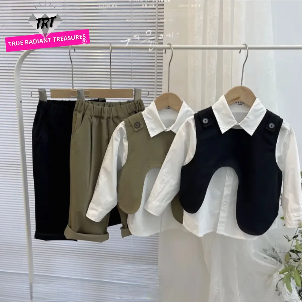 3-Pcs Casual Vest, Top & Pants Set