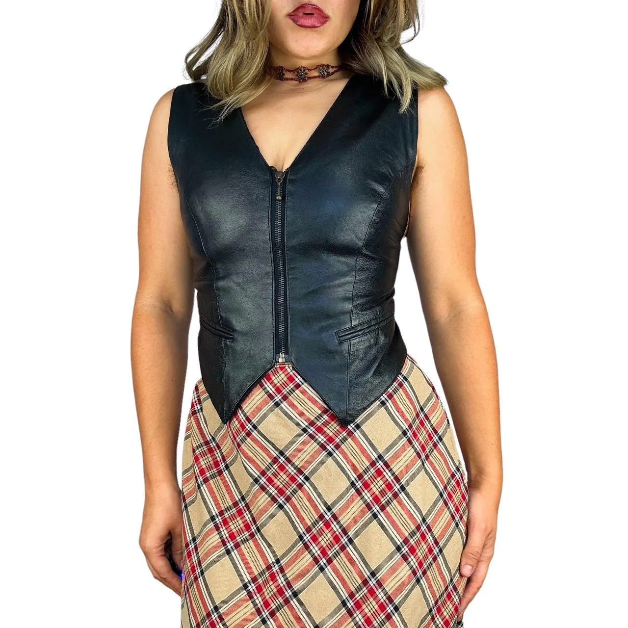 90s Leather Waistcoat Vest (S)