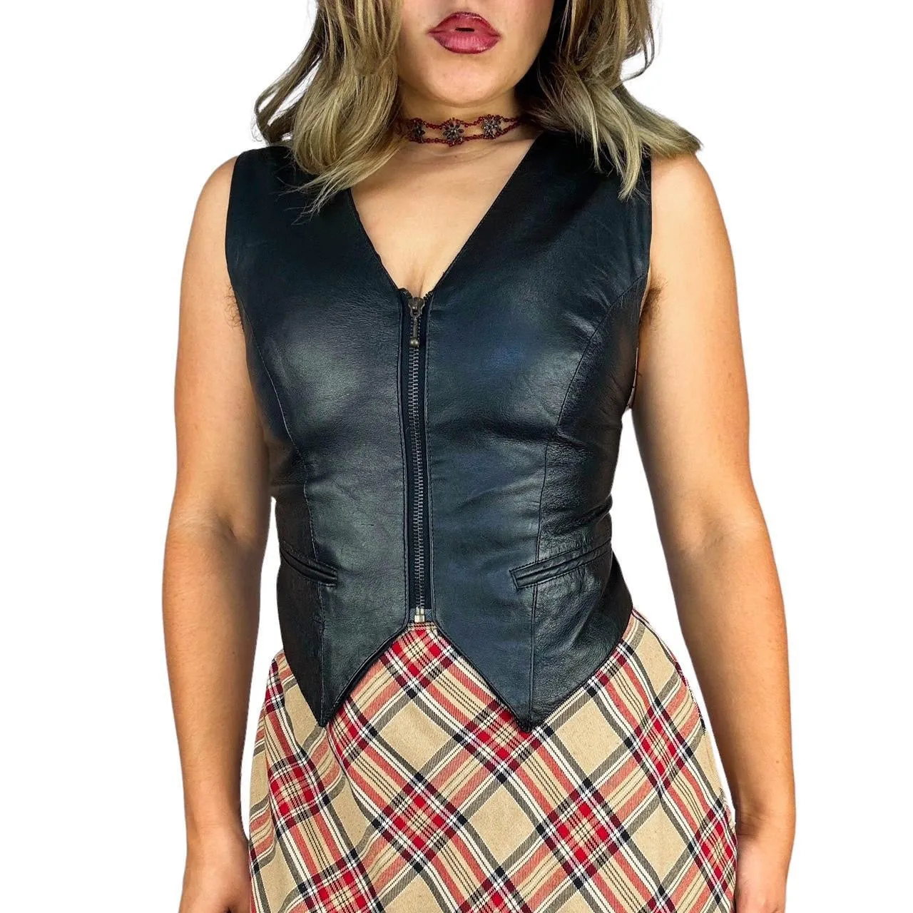 90s Leather Waistcoat Vest (S)