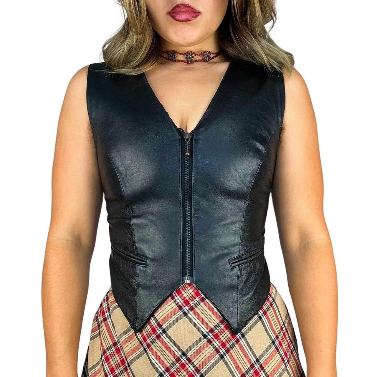 90s Leather Waistcoat Vest (S)