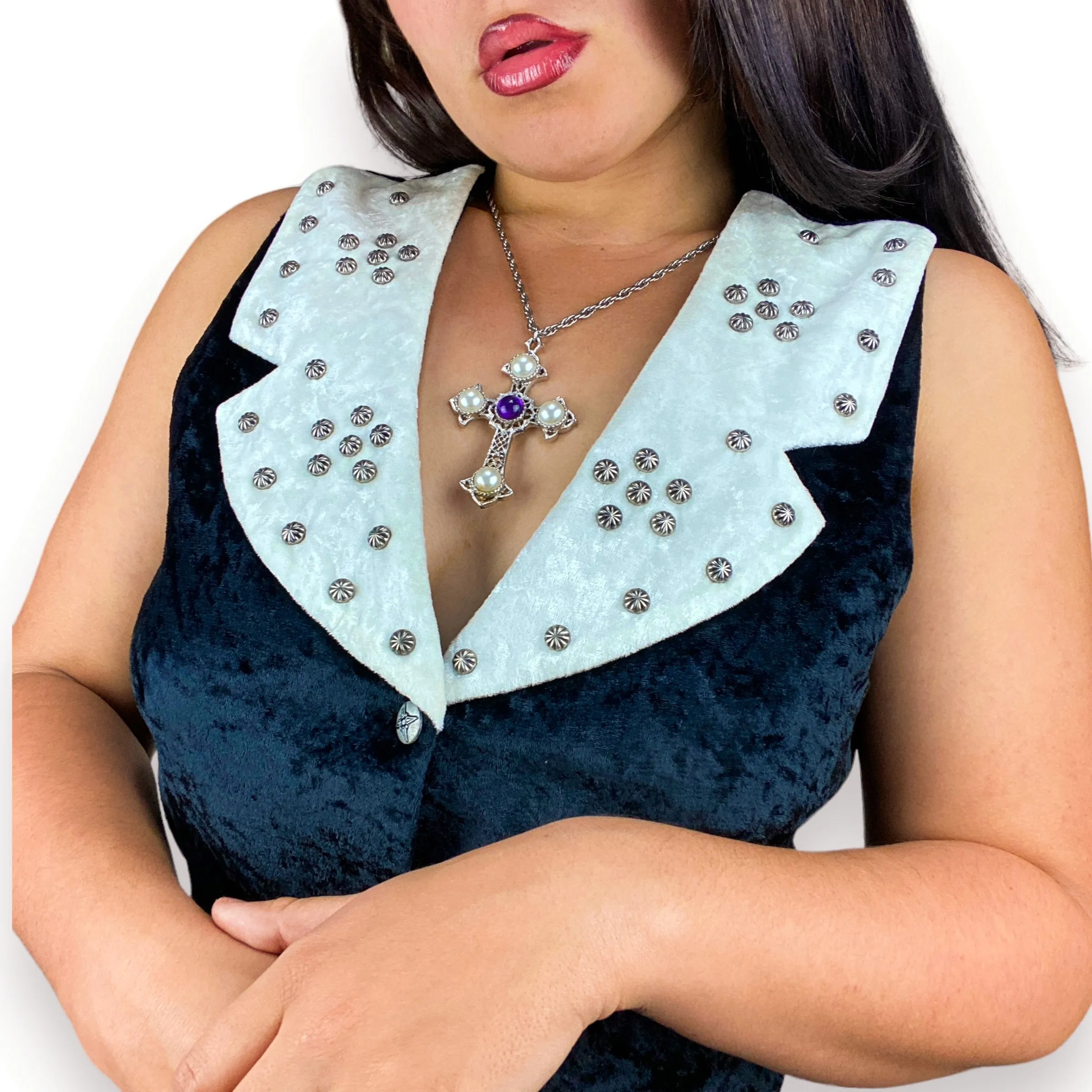 90s Studded Velvet Vest (S)