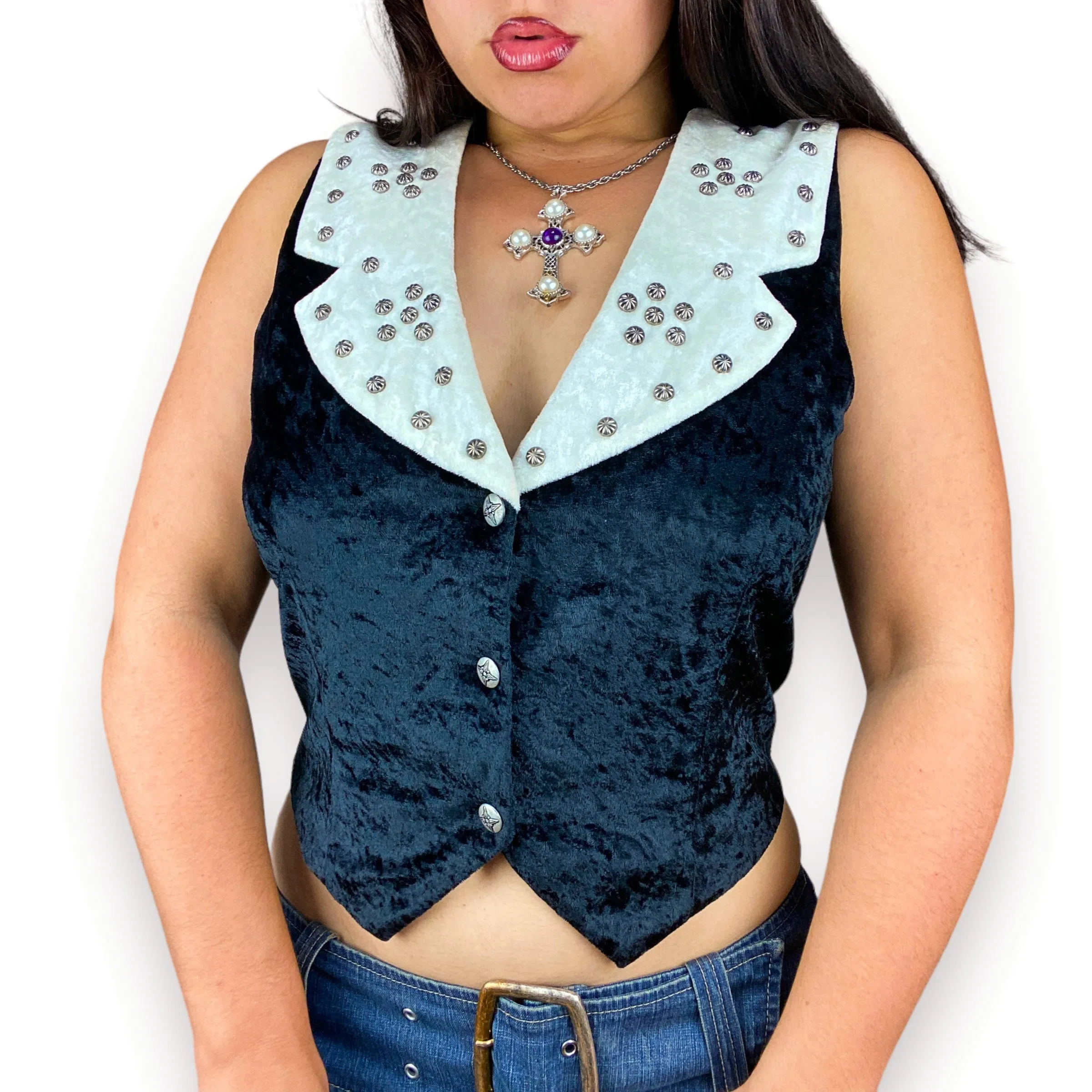 90s Studded Velvet Vest (S)