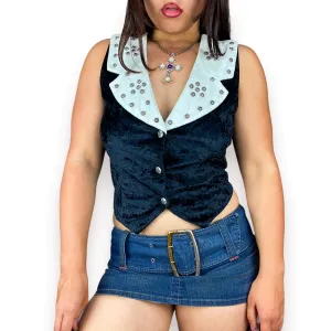 90s Studded Velvet Vest (S)