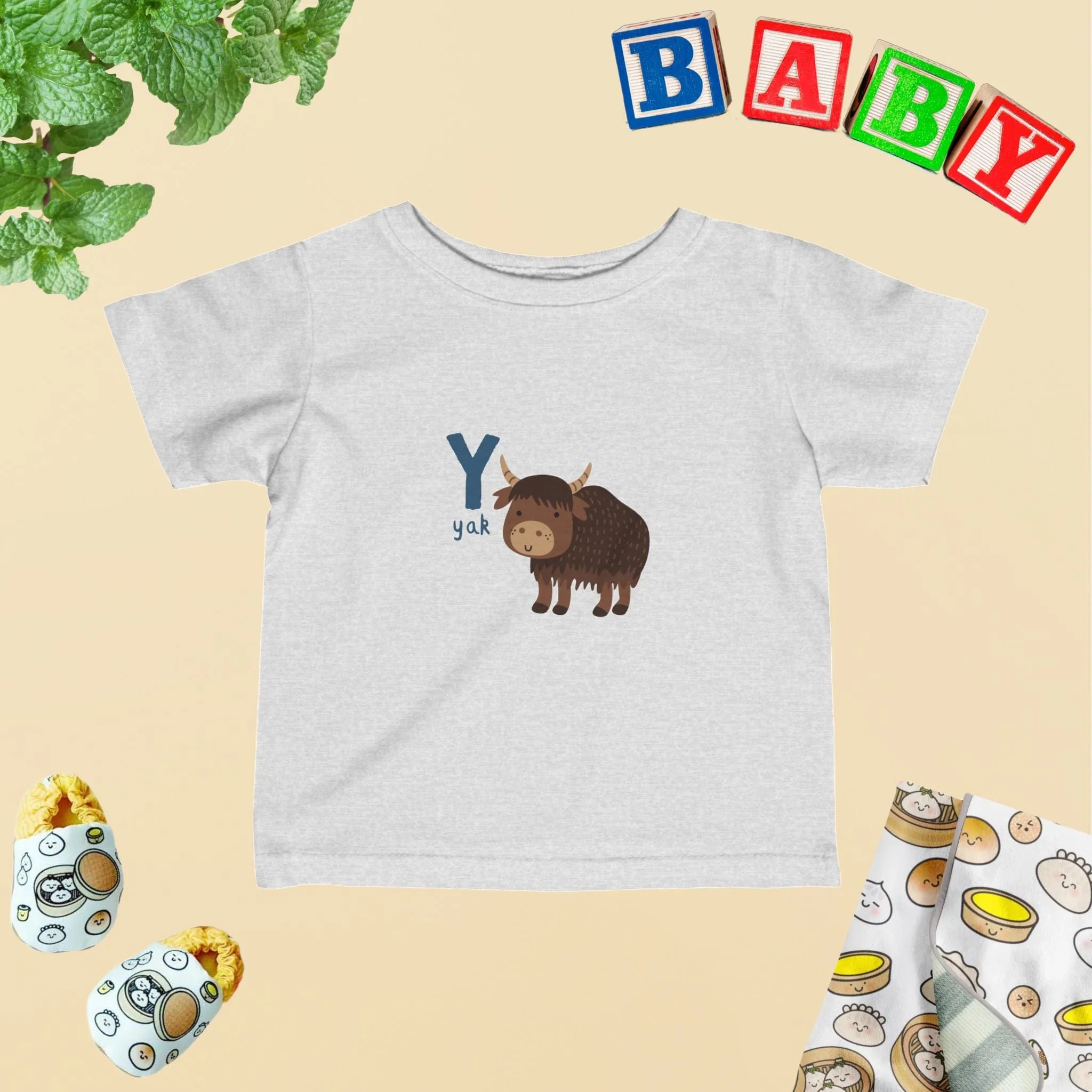 Animal Alphabet - Y for Yak Baby Tee - Unisex Graphic Tee for Babies