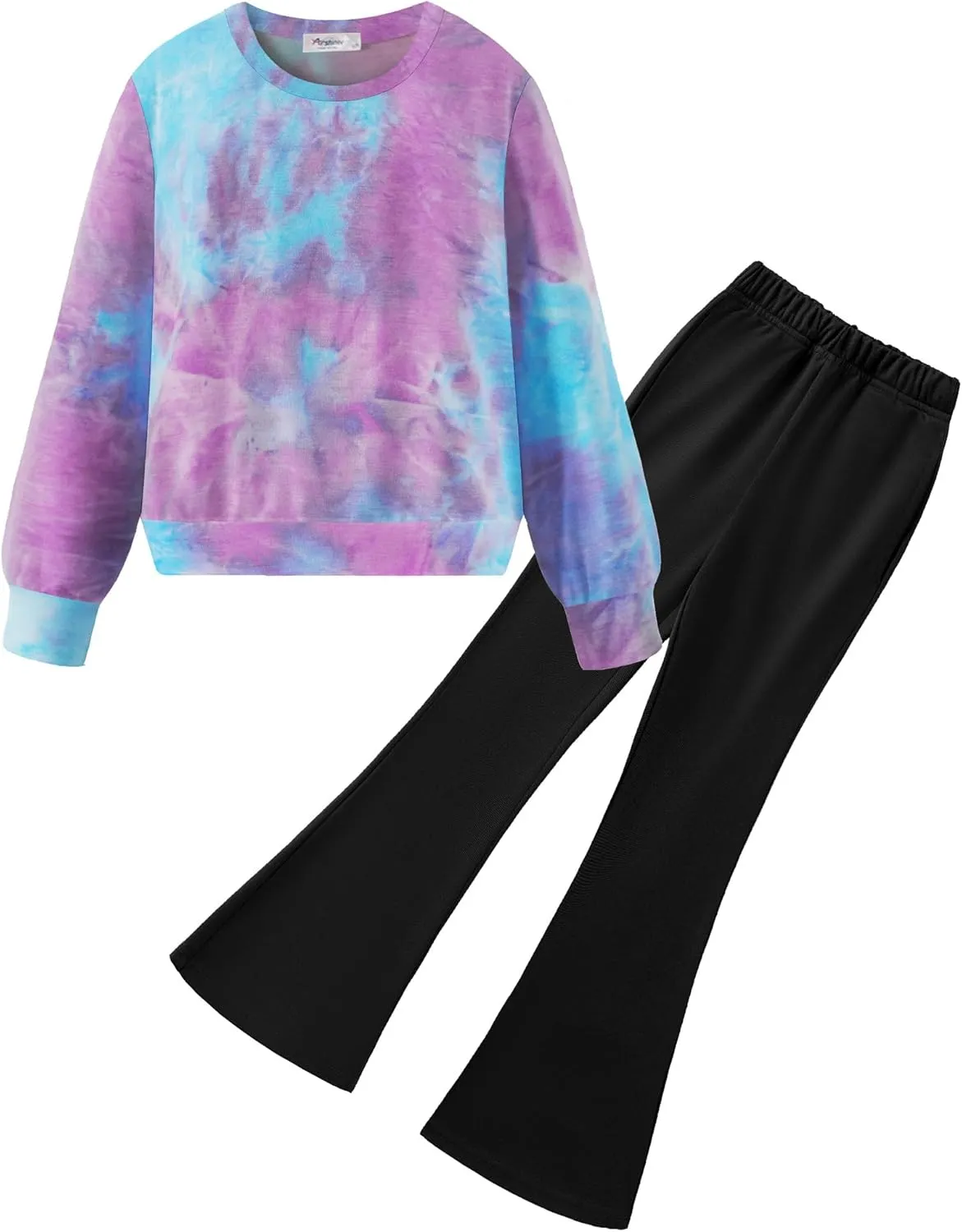 Arshiner 2 Piece Girl Outfits Fall Winter Sweatshirts and Bell Pant Set