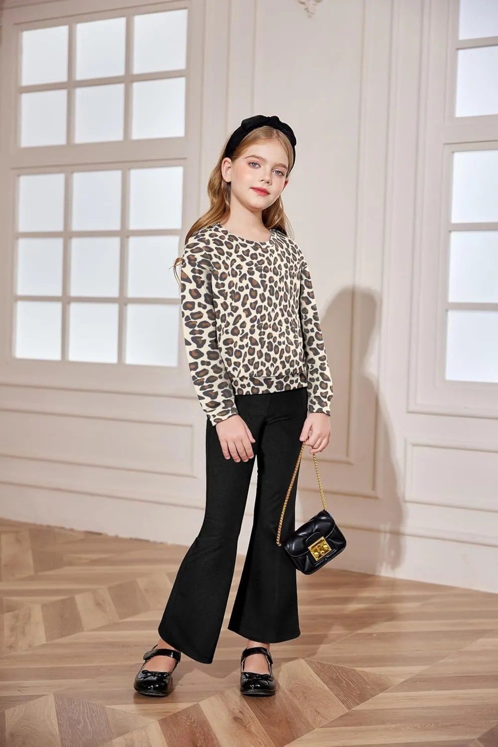 Arshiner 2 Piece Girl Outfits Fall Winter Sweatshirts and Bell Pant Set