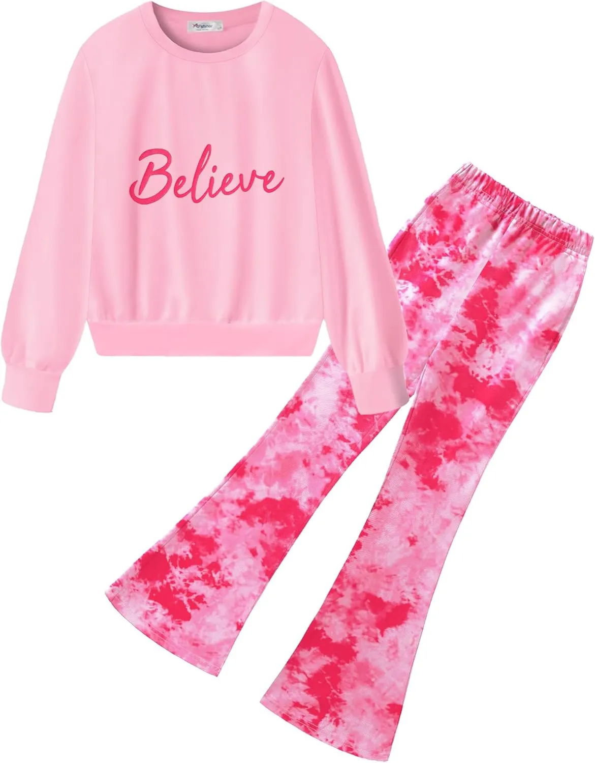 Arshiner 2 Piece Girl Outfits Fall Winter Sweatshirts and Bell Pant Set
