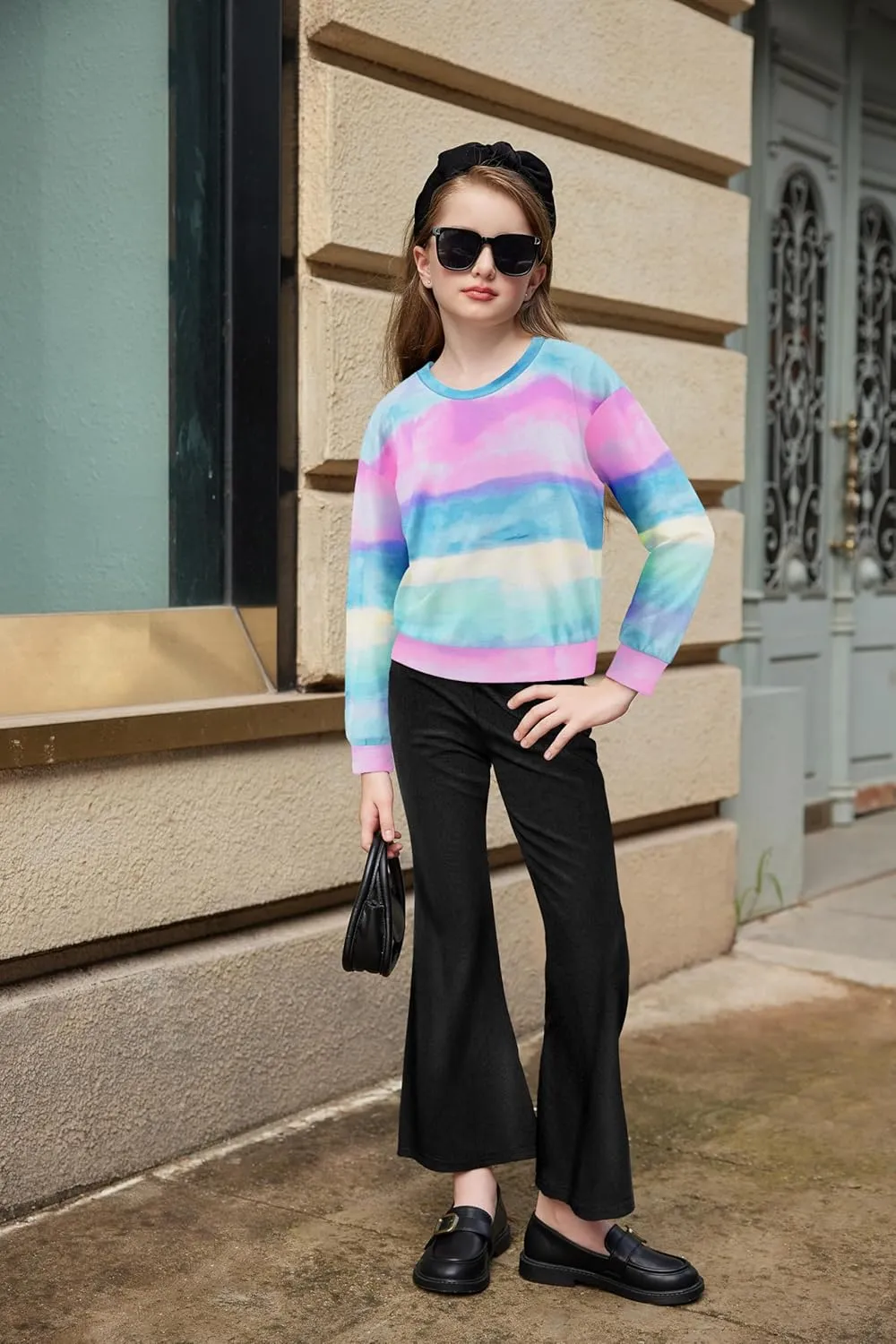 Arshiner 2 Piece Girl Outfits Fall Winter Sweatshirts and Bell Pant Set