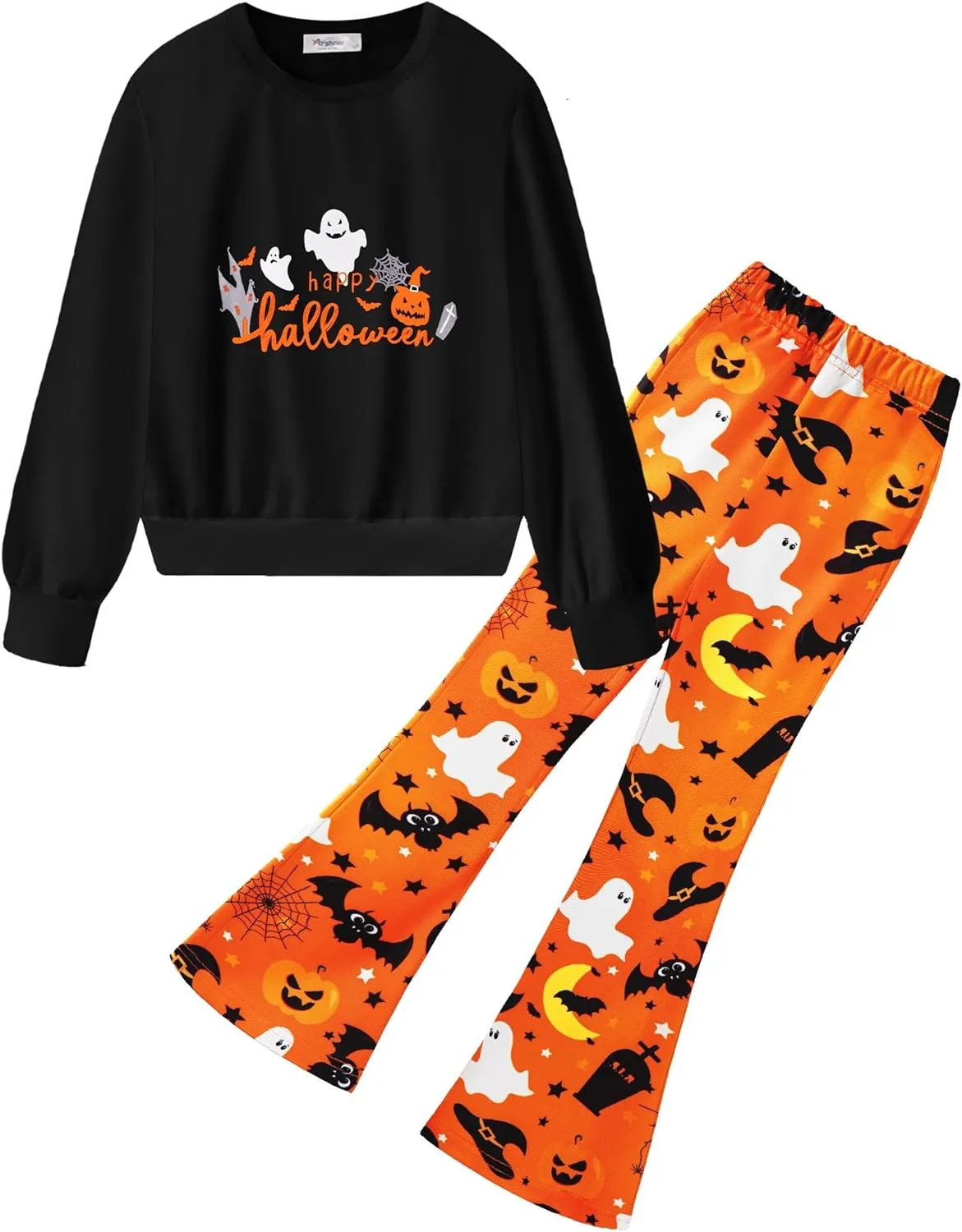 Arshiner 2 Piece Girl Outfits Fall Winter Sweatshirts and Bell Pant Set