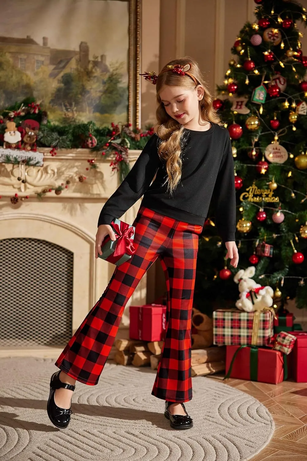 Arshiner 2 Piece Girl Outfits Fall Winter Sweatshirts and Bell Pant Set