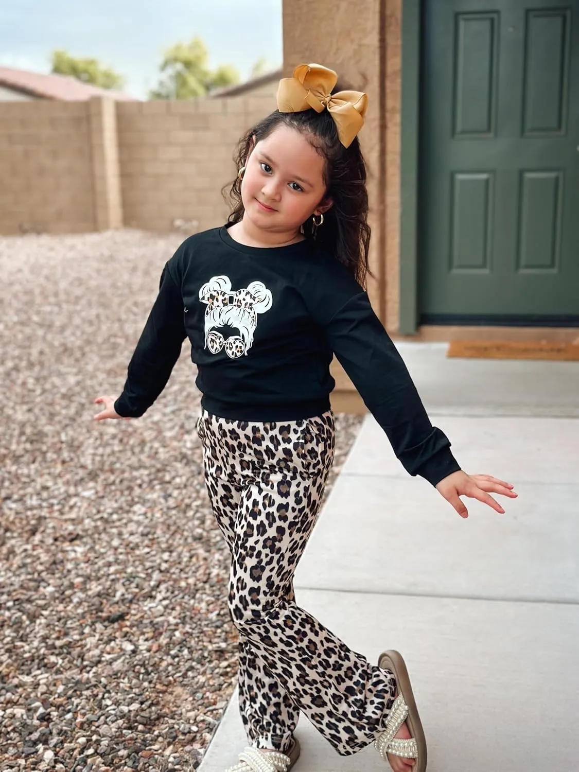 Arshiner 2 Piece Girl Outfits Fall Winter Sweatshirts and Bell Pant Set