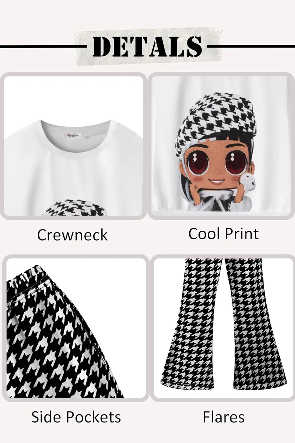 Arshiner 2 Piece Girl Outfits Fall Winter Sweatshirts and Bell Pant Set