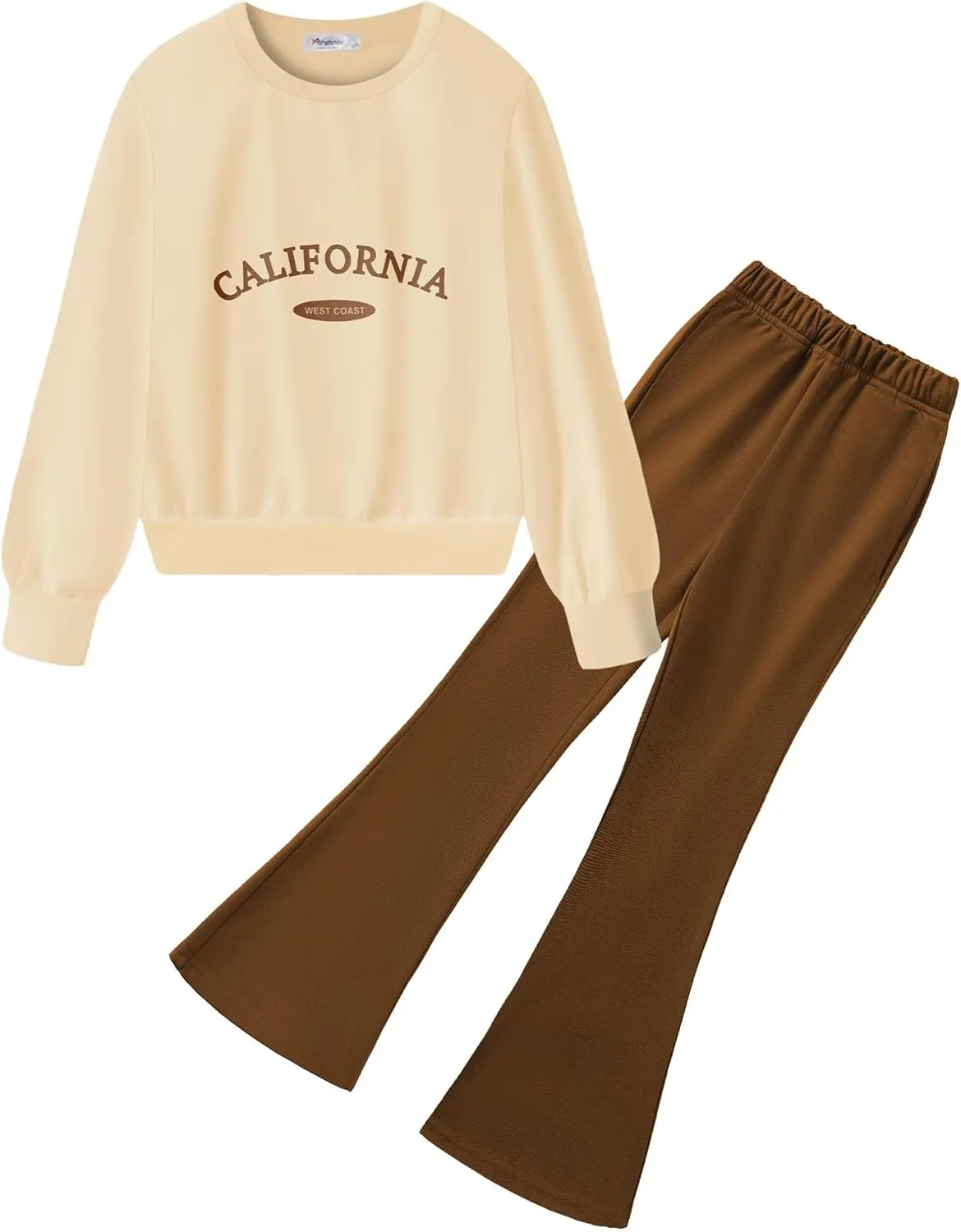 Arshiner 2 Piece Girl Outfits Fall Winter Sweatshirts and Bell Pant Set
