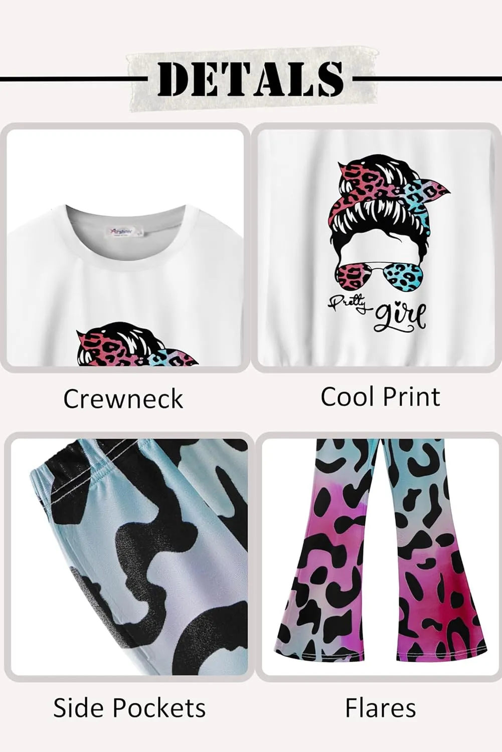 Arshiner 2 Piece Girl Outfits Fall Winter Sweatshirts and Bell Pant Set