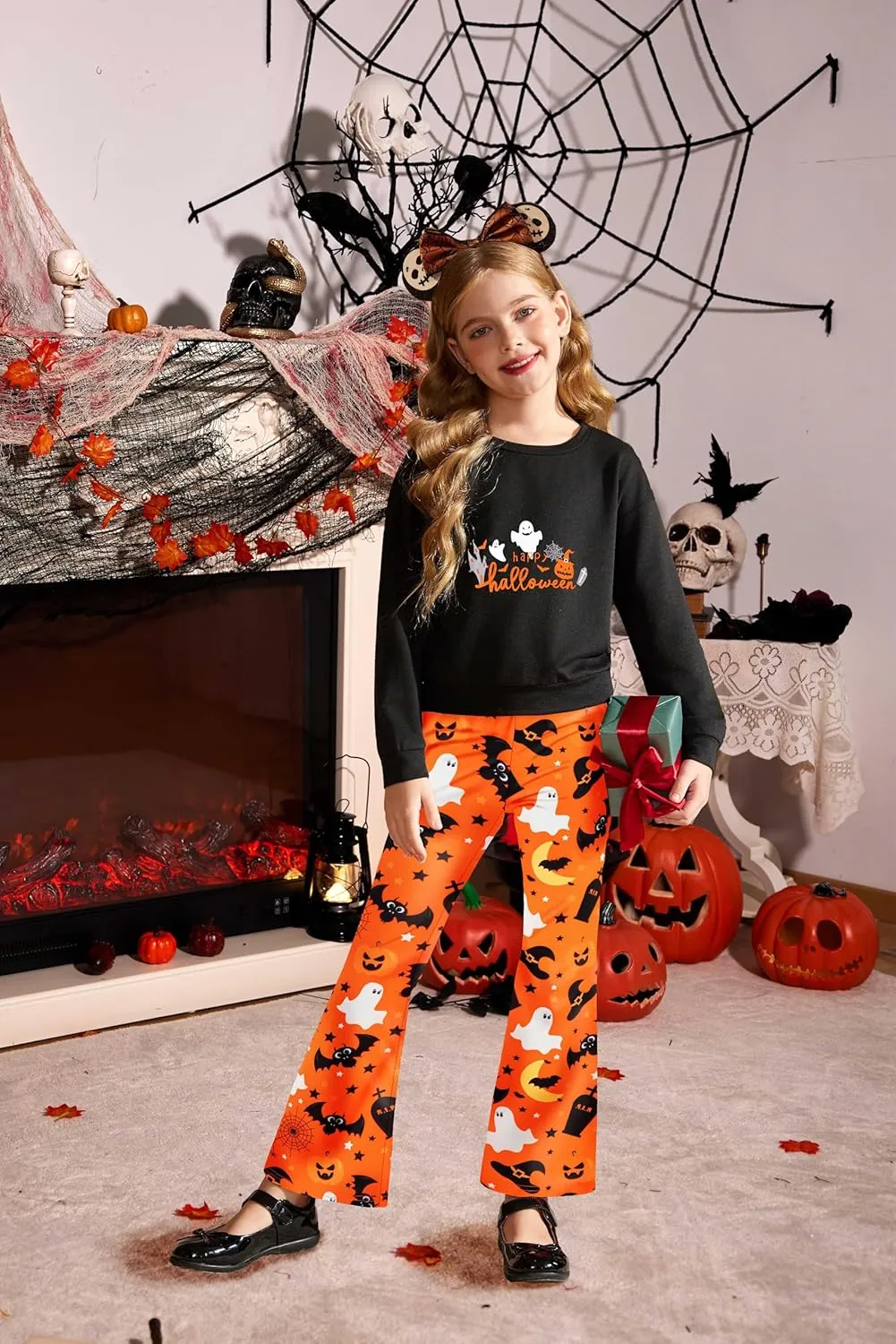 Arshiner 2 Piece Girl Outfits Fall Winter Sweatshirts and Bell Pant Set