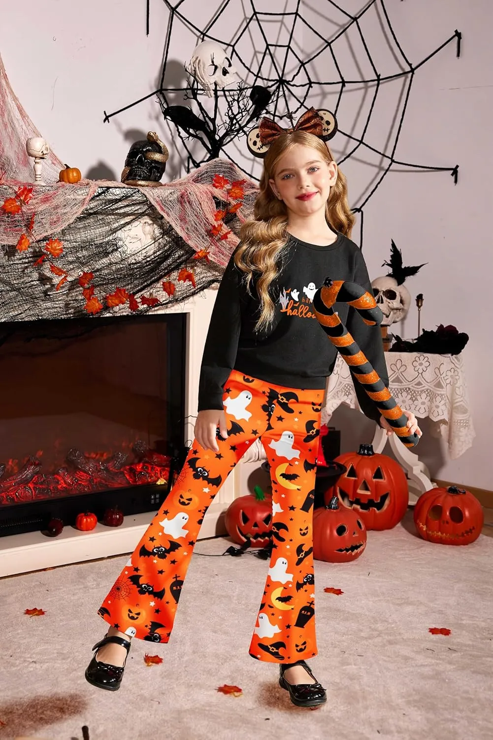 Arshiner 2 Piece Girl Outfits Fall Winter Sweatshirts and Bell Pant Set