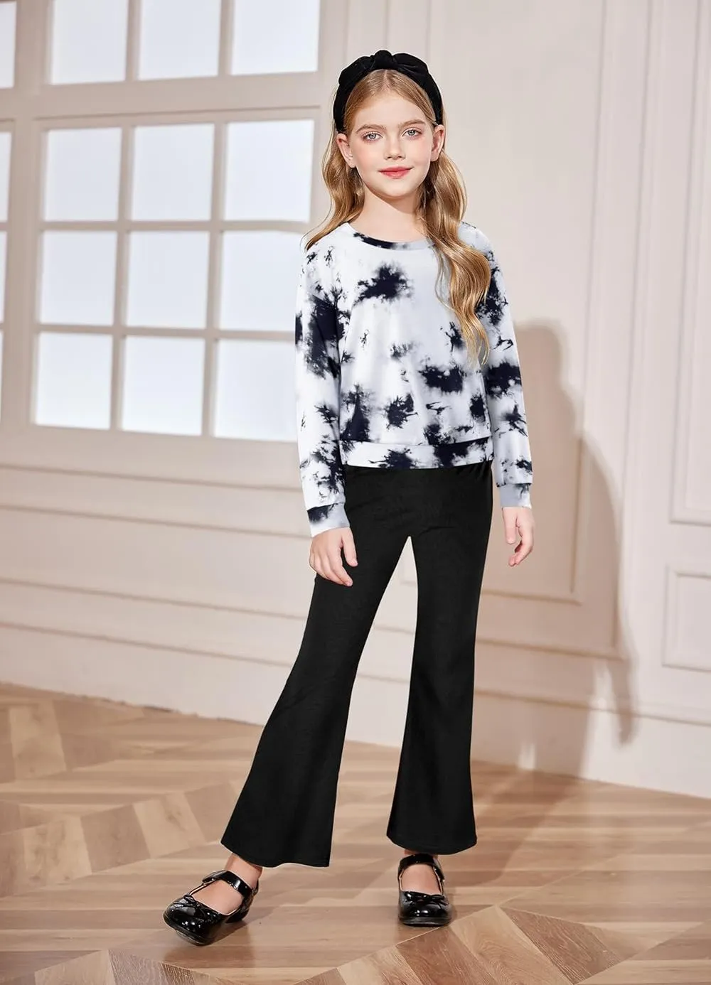 Arshiner 2 Piece Girl Outfits Fall Winter Sweatshirts and Bell Pant Set