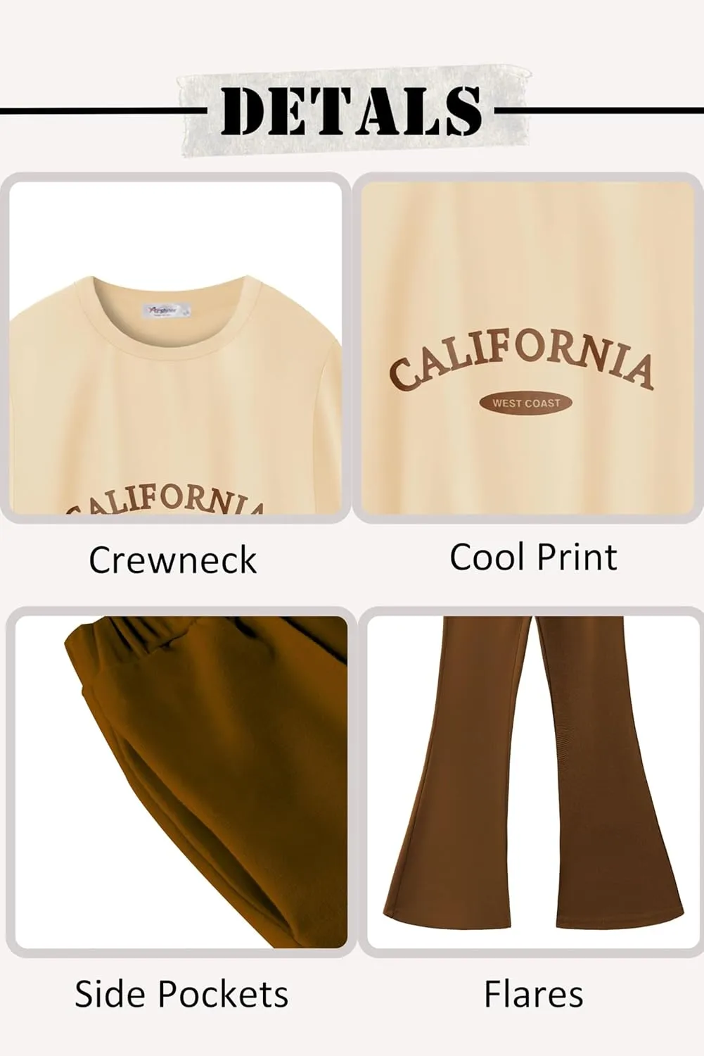 Arshiner 2 Piece Girl Outfits Fall Winter Sweatshirts and Bell Pant Set
