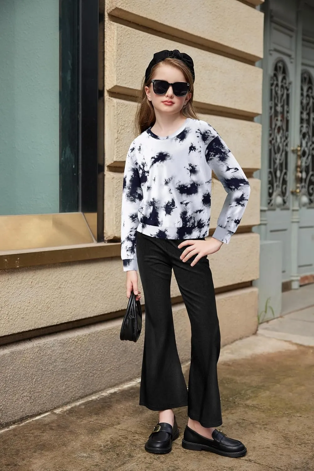 Arshiner 2 Piece Girl Outfits Fall Winter Sweatshirts and Bell Pant Set