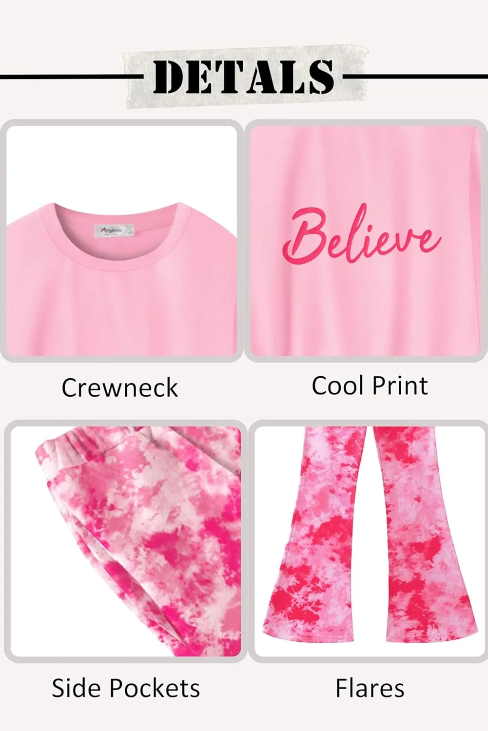 Arshiner 2 Piece Girl Outfits Fall Winter Sweatshirts and Bell Pant Set