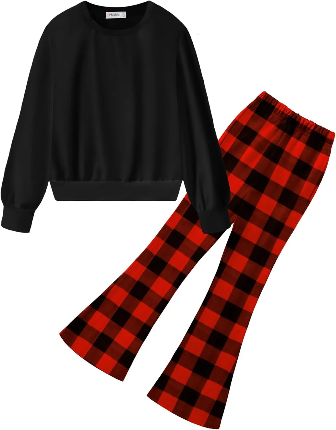 Arshiner 2 Piece Girl Outfits Fall Winter Sweatshirts and Bell Pant Set