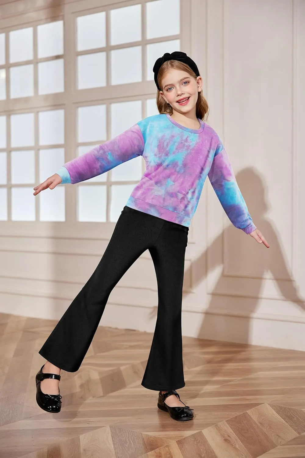 Arshiner 2 Piece Girl Outfits Fall Winter Sweatshirts and Bell Pant Set