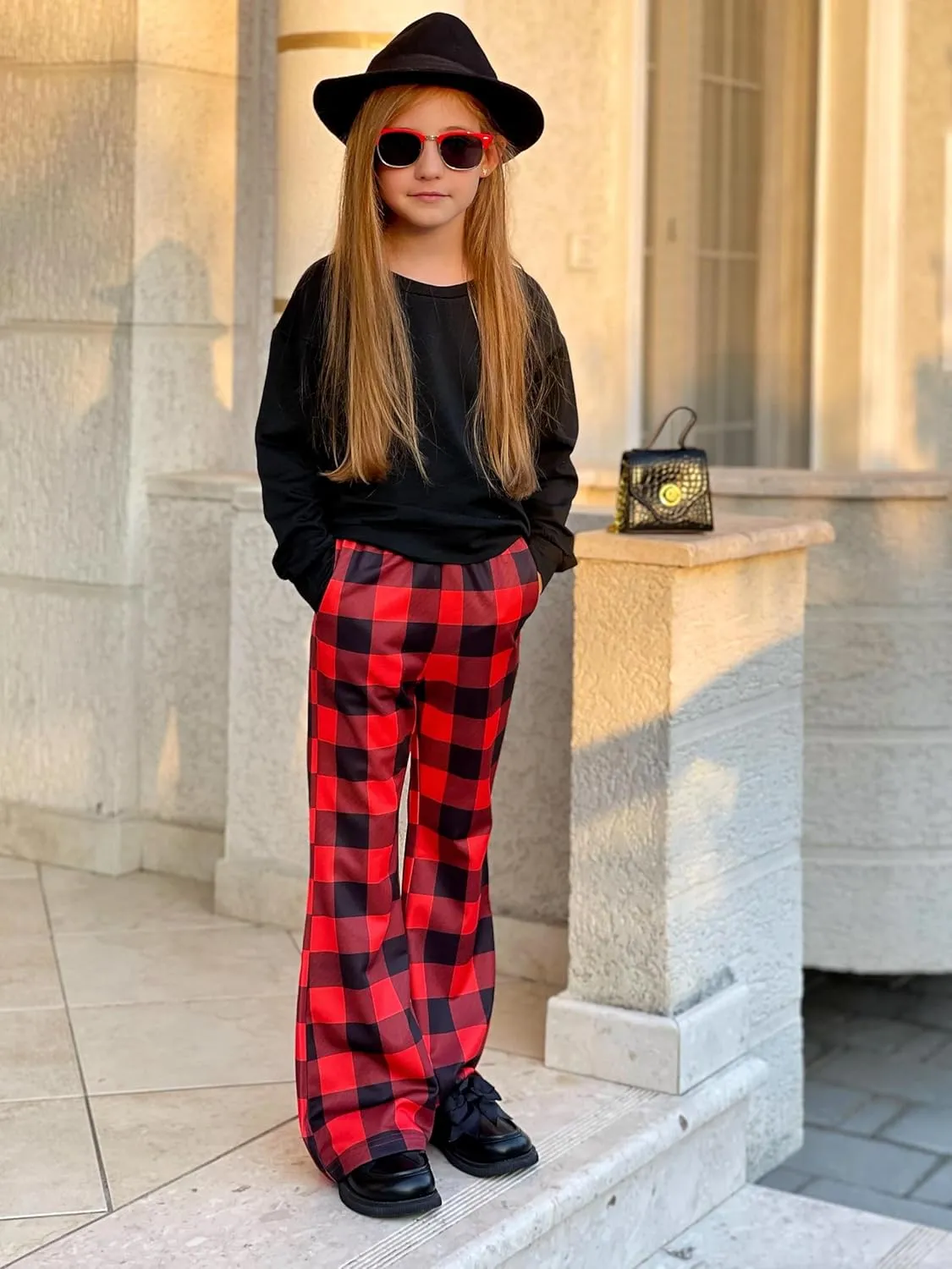 Arshiner 2 Piece Girl Outfits Fall Winter Sweatshirts and Bell Pant Set