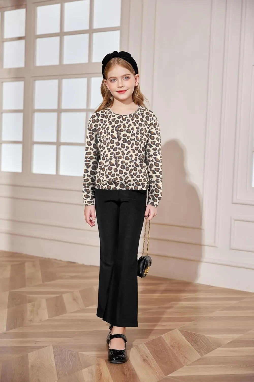 Arshiner 2 Piece Girl Outfits Fall Winter Sweatshirts and Bell Pant Set