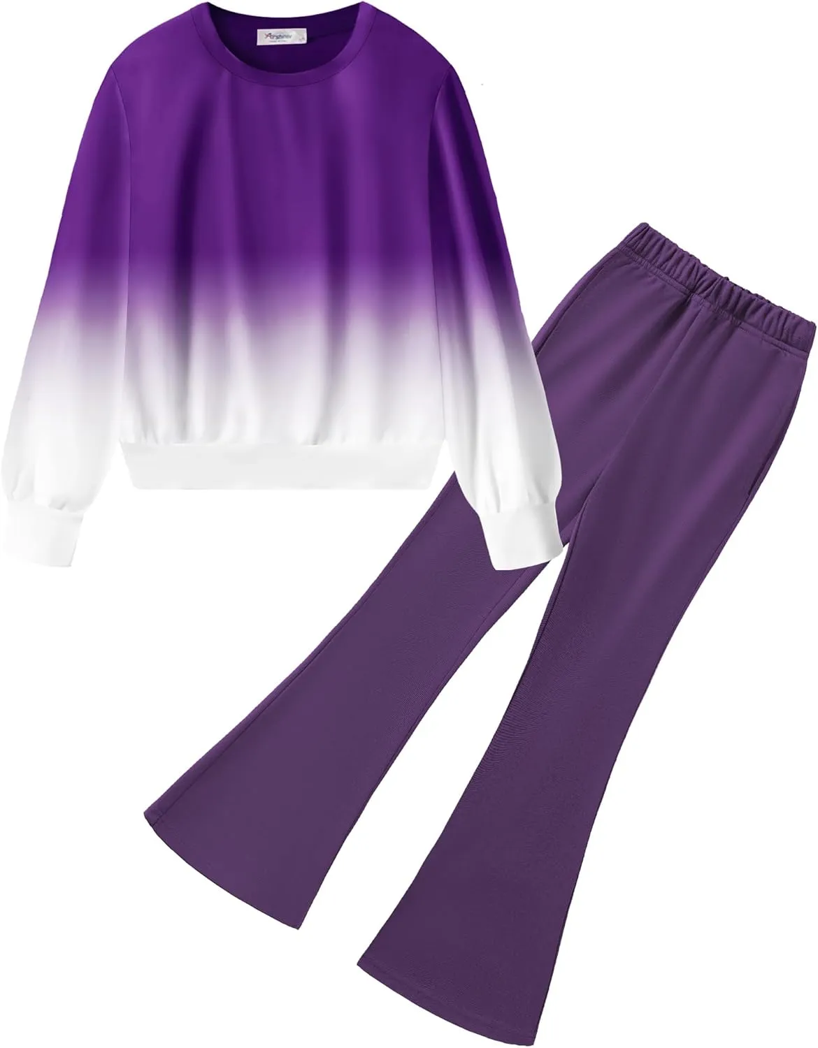 Arshiner 2 Piece Girl Outfits Fall Winter Sweatshirts and Bell Pant Set