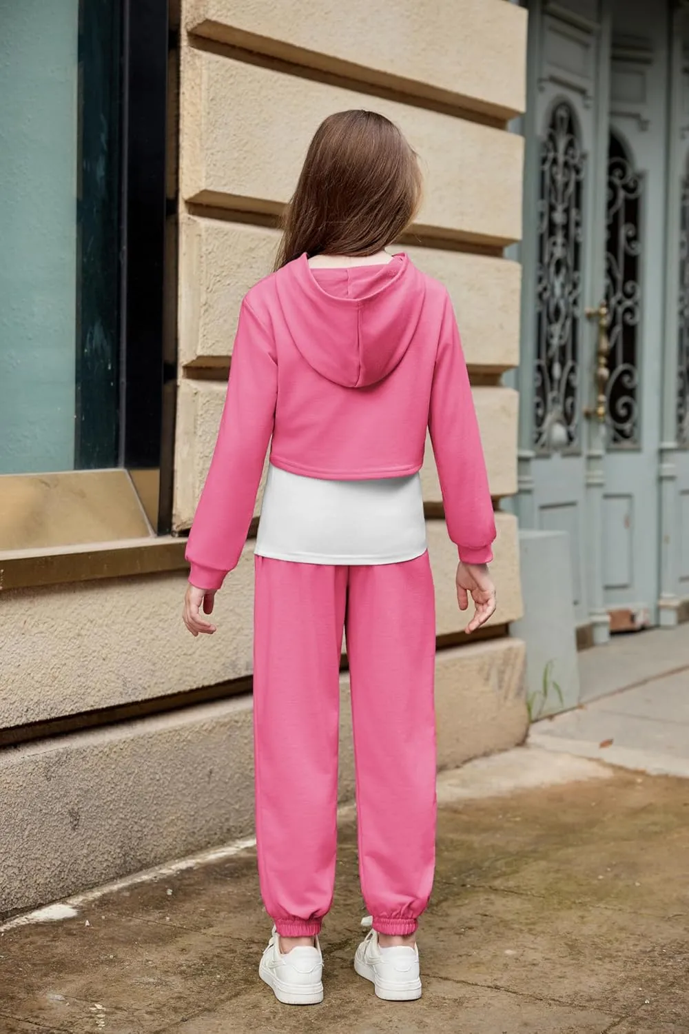 Arshiner 3 Piece Girls Clothing Set Sweatsuits Crop Sweatshirt Hoodie