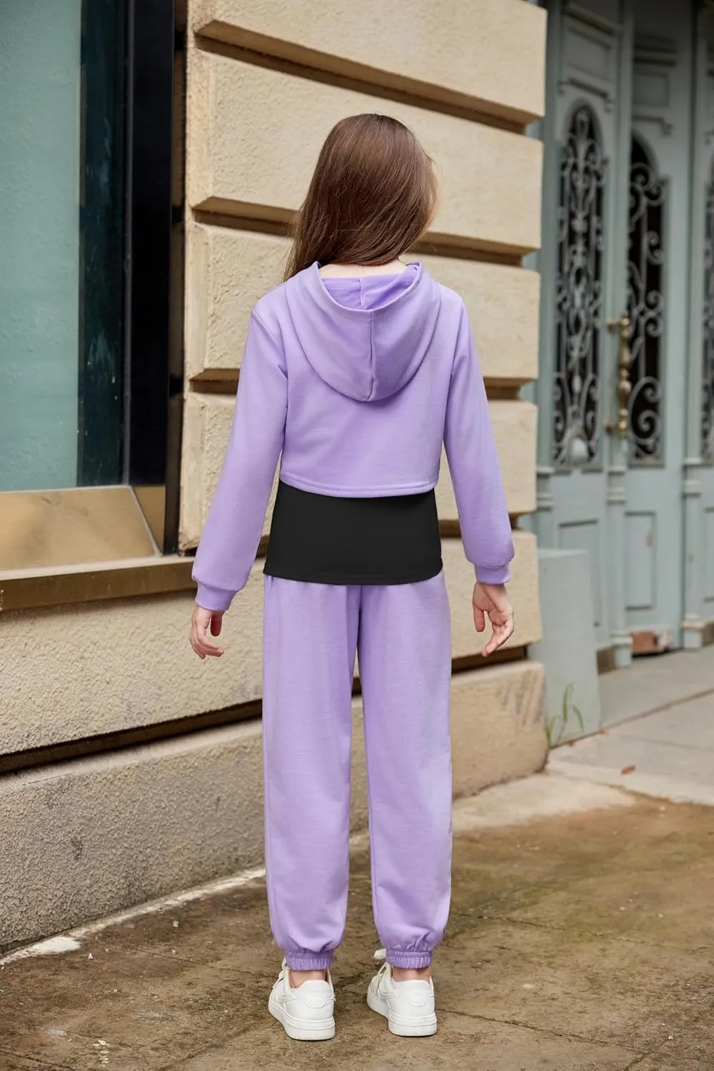 Arshiner 3 Piece Girls Clothing Set Sweatsuits Crop Sweatshirt Hoodie