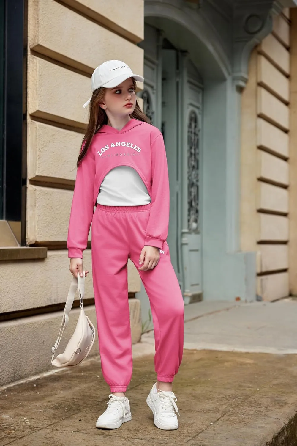 Arshiner 3 Piece Girls Clothing Set Sweatsuits Crop Sweatshirt Hoodie