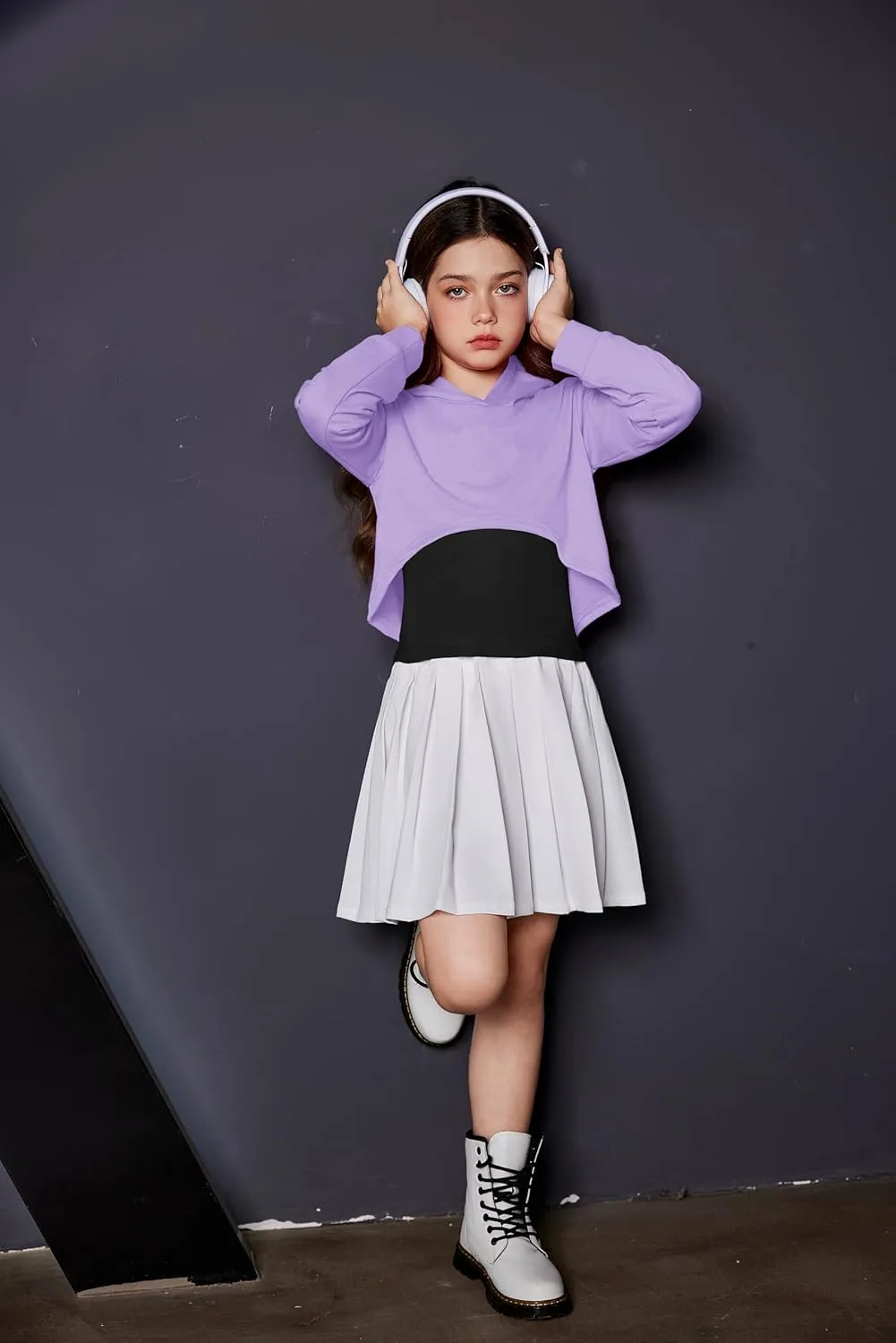 Arshiner 3 Piece Girls Clothing Set Sweatsuits Crop Sweatshirt Hoodie