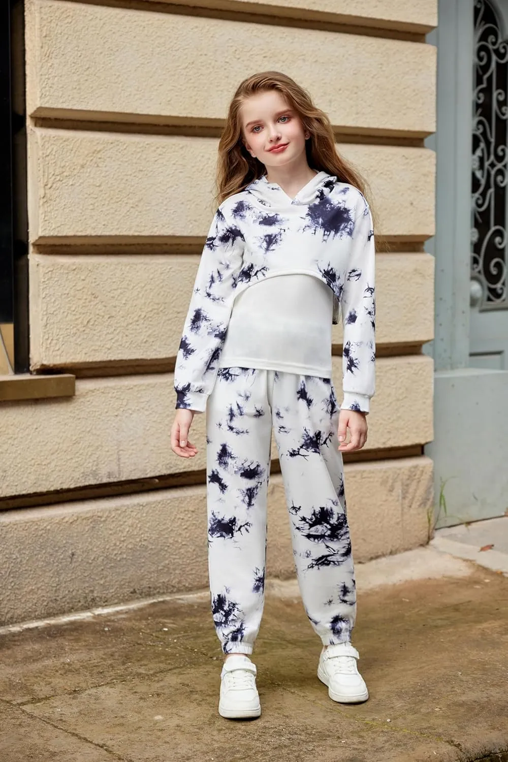 Arshiner 3 Piece Girls Clothing Set Sweatsuits Crop Sweatshirt Hoodie
