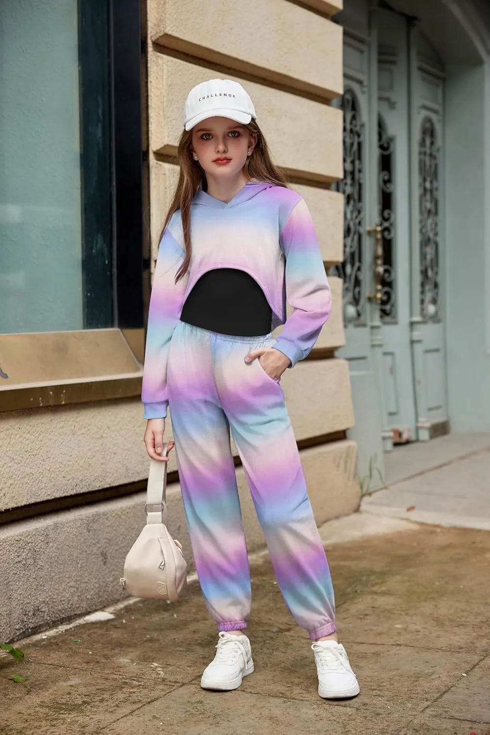 Arshiner 3 Piece Girls Clothing Set Sweatsuits Crop Sweatshirt Hoodie