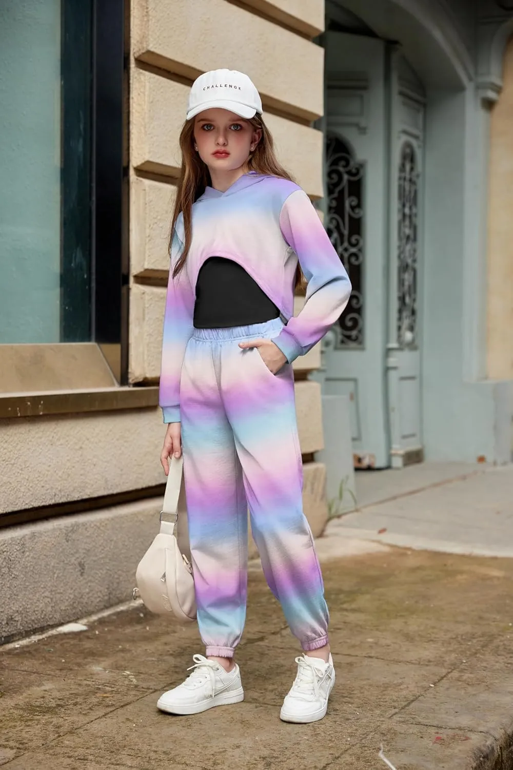 Arshiner 3 Piece Girls Clothing Set Sweatsuits Crop Sweatshirt Hoodie