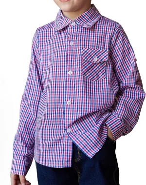 Arshiner Boy's Plaid Button Down Shirt Long Sleeve Roll Up Shirts