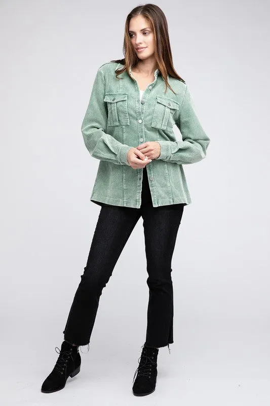 Bibi Corduroy Buttoned Down Jacket