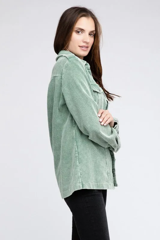 Bibi Corduroy Buttoned Down Jacket