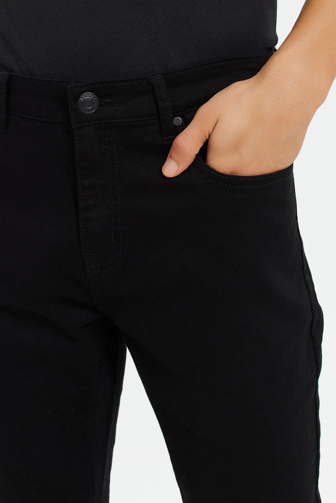 Black 5 Pocket Knit Denim Jeans
