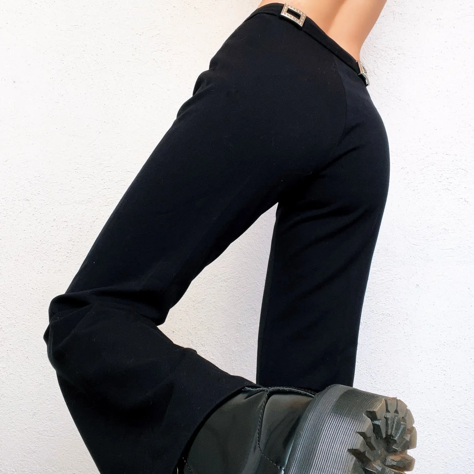Black Rhinestone Buckle Pants