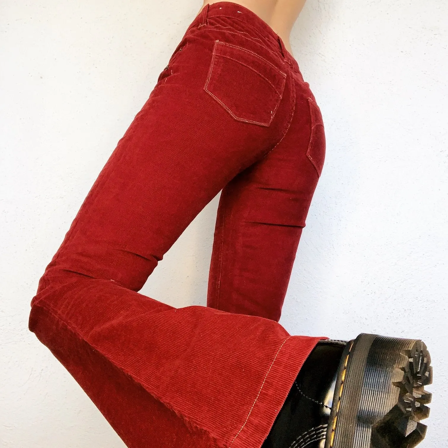 Brick Red Corduroy Flares
